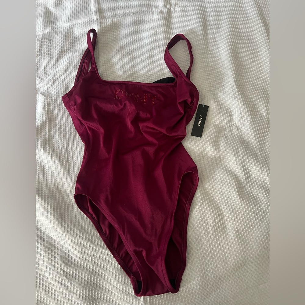 DKNY Women's Deep Red One Piece Swimsuit